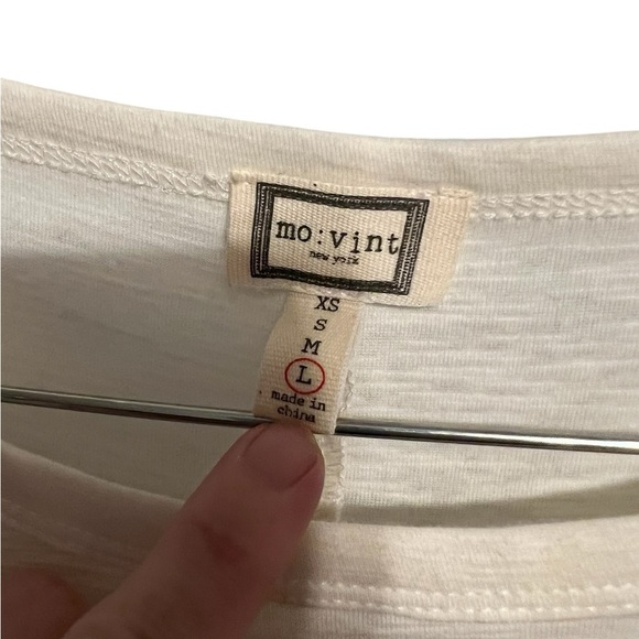 Mo:Vint NWOT cream long sleeve plaid ruffle keyhole back blouse boho - Picture 8 of 10